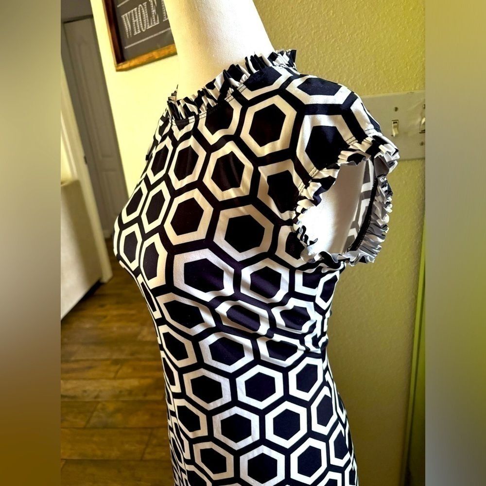Tiana B Black White Dress Ruffled Size Small S - Picture 4 of 5